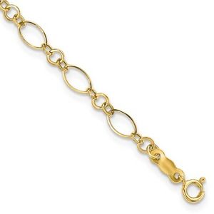 Solid 14K Yellow Gold Women's Polished Oval Link Bracelet 7.25 inch